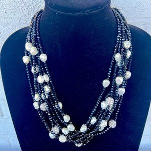 Multi-strand Beaded & Faux Pearl Collar Necklace
